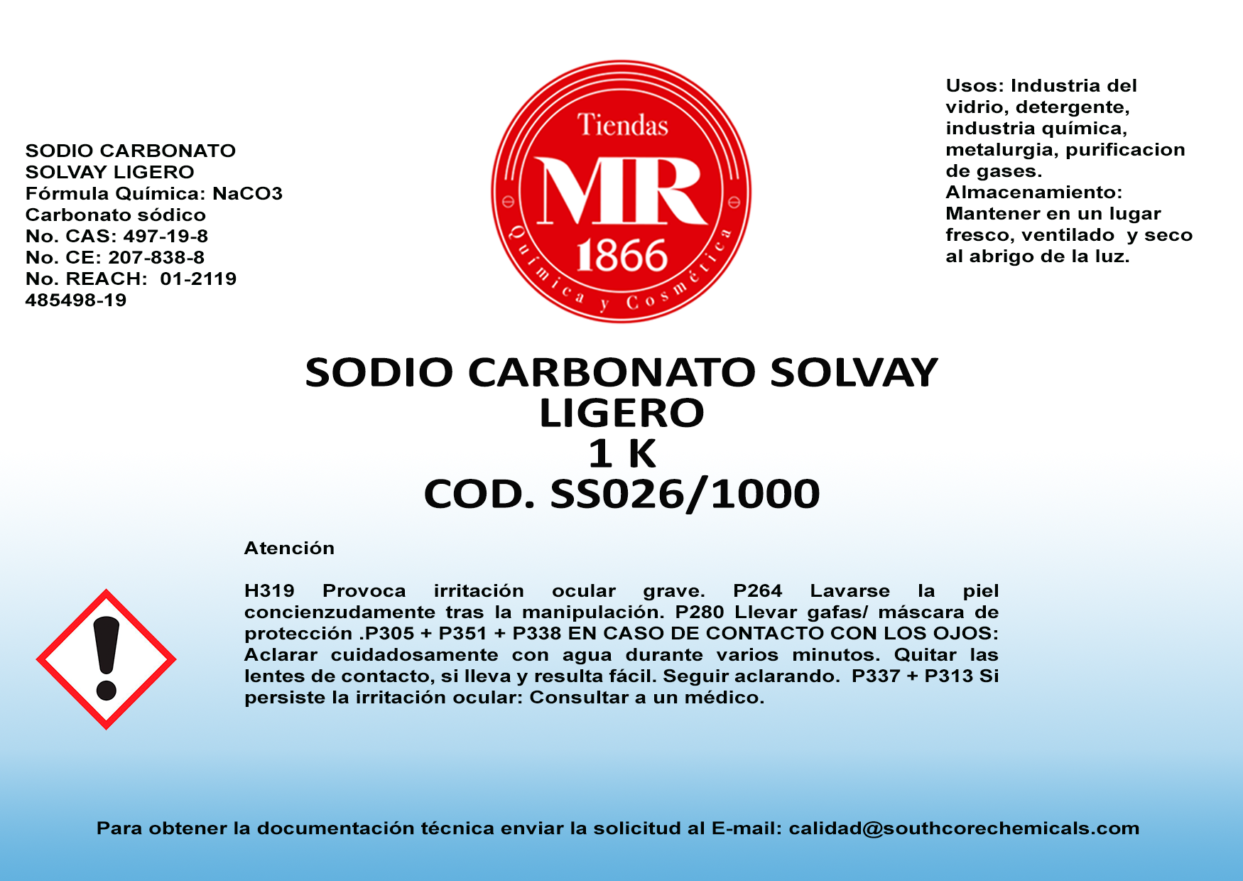 Carbonato de Sodio Ligero - Mineral i Derivats