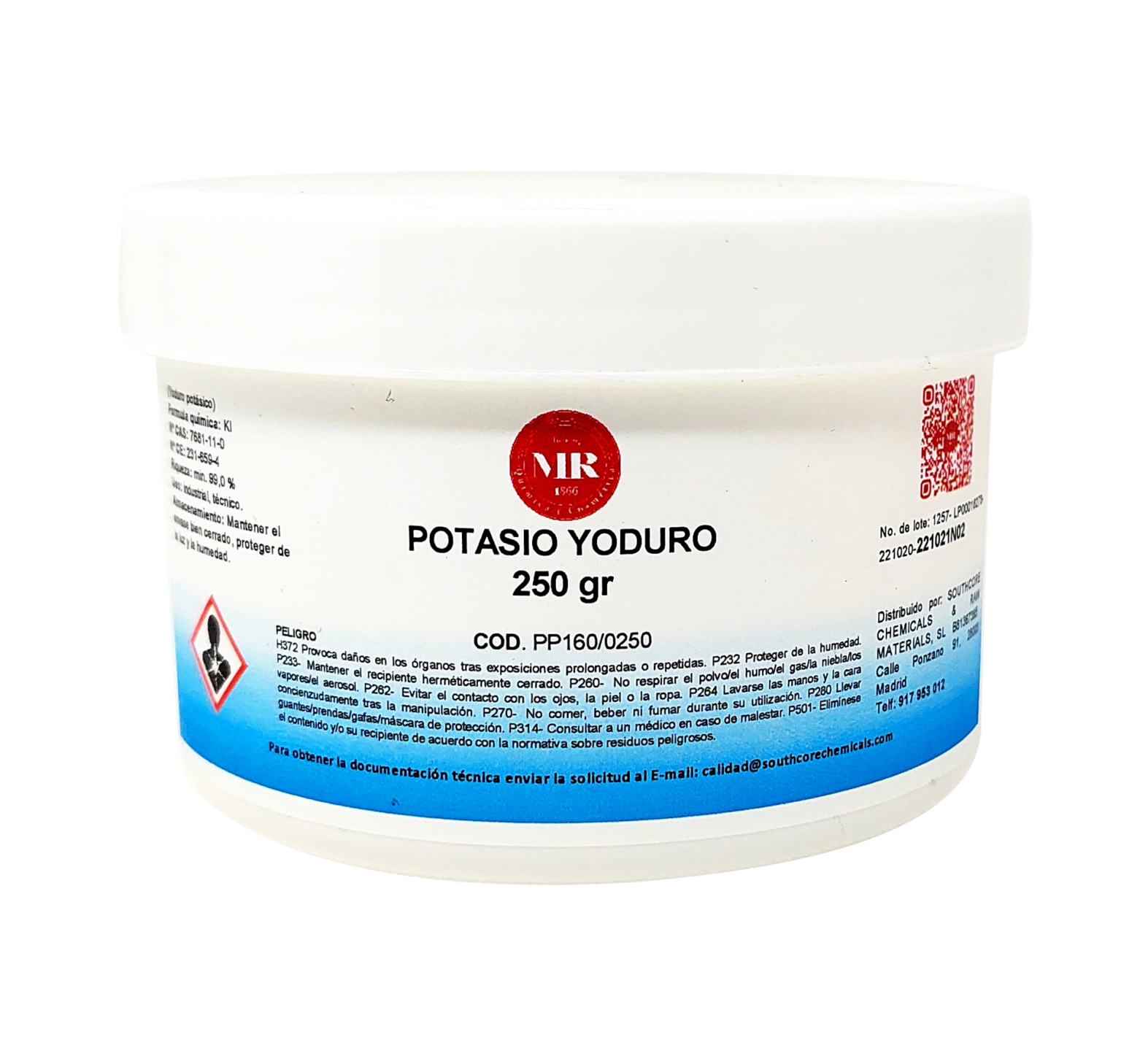 POTASIO YODURO 250 gr Tiendas MR 1866